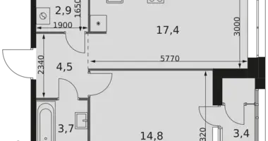 Apartamento 1 habitación en Moscú, Rusia
