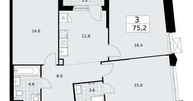 Apartamento 3 habitaciones en Troitsk, Rusia