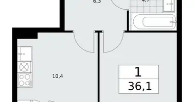 Apartamento 1 habitación en poselenie Sosenskoe, Rusia