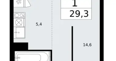 1 room apartment in Troitsk, Russia