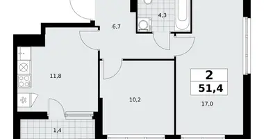 Apartamento 2 habitaciones en poselenie Sosenskoe, Rusia