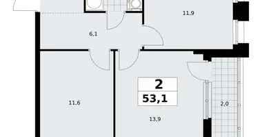 Apartamento 2 habitaciones en Kommunarka, Rusia