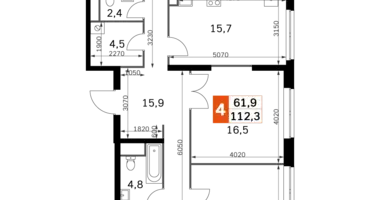 Apartamento 4 habitaciones en Moscú, Rusia