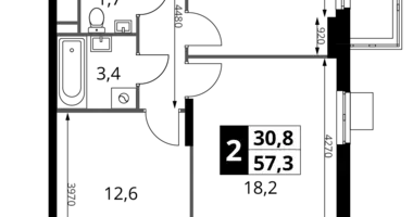 Apartamento 2 habitaciones en Potapovo, Rusia