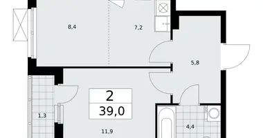 Apartamento 2 habitaciones en poselenie Sosenskoe, Rusia