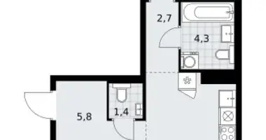 Wohnung 2 zimmer in Troizk, Russland