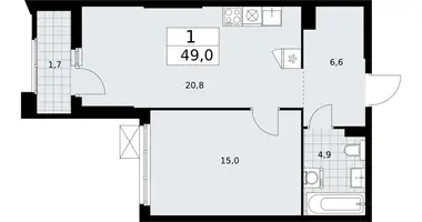 1 room apartment in Troitsk, Russia