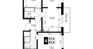 Apartamento 4 habitaciones en Nekrasovka District, Rusia