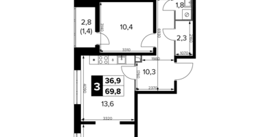 Wohnung 3 zimmer in Südwestlicher Verwaltungsbezirk, Russland