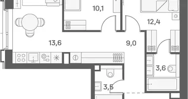 Appartement 2 chambres dans Moscou, Fédération de Russie