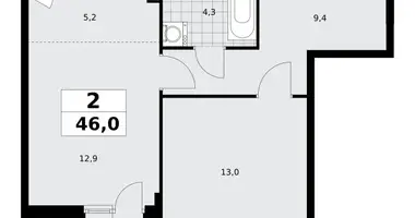 Apartamento 2 habitaciones en poselenie Sosenskoe, Rusia