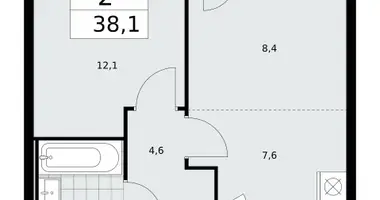 Apartamento 2 habitaciones en Moscú, Rusia