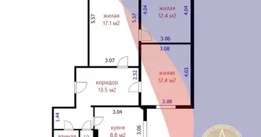 Apartamento 3 habitaciones en Minsk, Bielorrusia