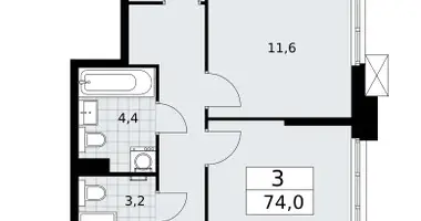 Apartamento 3 habitaciones en Troitsk, Rusia