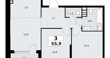 Wohnung 3 zimmer in Südwestlicher Verwaltungsbezirk, Russland