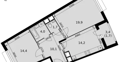 Apartamento 2 habitaciones en Razvilka, Rusia