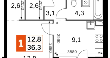 Квартира 1 комната в Москва, Россия