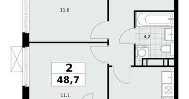 Apartamento 2 habitaciones en Moscú, Rusia