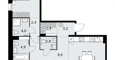 3 room apartment in Kommunarka, Russia