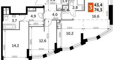 Квартира 3 комнаты в Москва, Россия