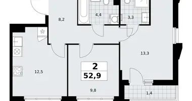Appartement 2 chambres dans Troïtsk, Russie