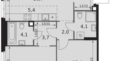 Apartamento 3 habitaciones en North-Western Administrative Okrug, Rusia