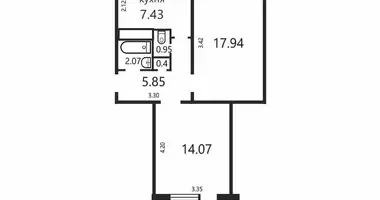 2 room apartment in Hatava, Belarus