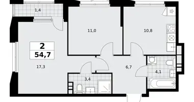 Apartamento 2 habitaciones en poselenie Sosenskoe, Rusia