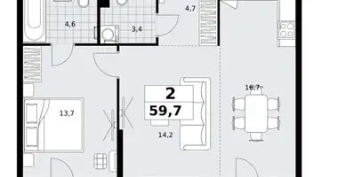 Wohnung 2 zimmer in Kommunarka, Russland
