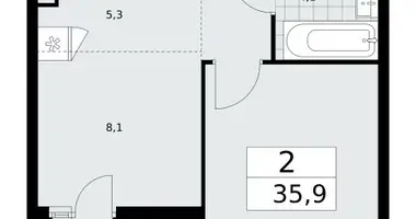 Apartamento 2 habitaciones en Moscú, Rusia