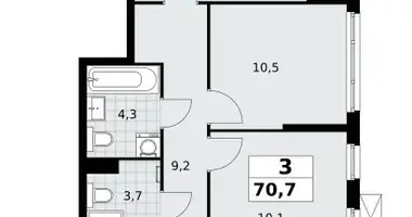 Apartamento 3 habitaciones en poselenie Sosenskoe, Rusia