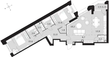 Apartamento 3 habitaciones en Konkovo District, Rusia