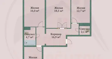 Apartamento 3 habitaciones en Minsk, Bielorrusia