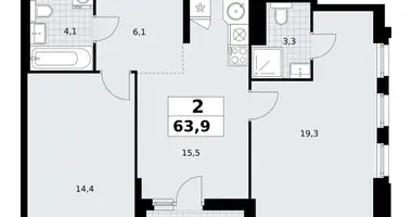 2 room apartment in Kommunarka, Russia
