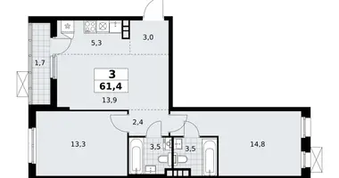 Apartamento 3 habitaciones en poselenie Sosenskoe, Rusia