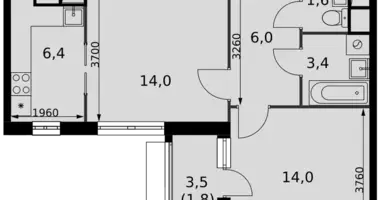 Apartamento 2 habitaciones en Razvilka, Rusia