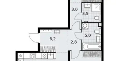 Apartamento 2 habitaciones en Kommunarka, Rusia