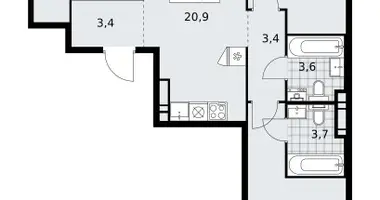 Apartamento 3 habitaciones en poselenie Sosenskoe, Rusia