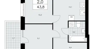 Apartamento 2 habitaciones en Krasnoye Selo, Rusia