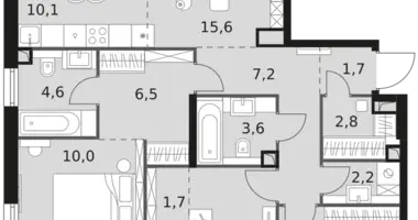 Apartamento 4 habitaciones en Moscú, Rusia