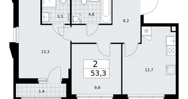 2 room apartment in Troitsk, Russia