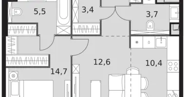 Wohnung 2 zimmer in Nordwestlicher Verwaltungsbezirk, Russland