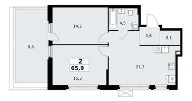 2 room apartment in Kommunarka, Russia