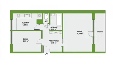 2 room apartment in Warsaw, Poland