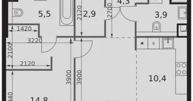 Apartamento 2 habitaciones en North-Western Administrative Okrug, Rusia