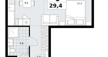 1 room apartment in Kommunarka, Russia