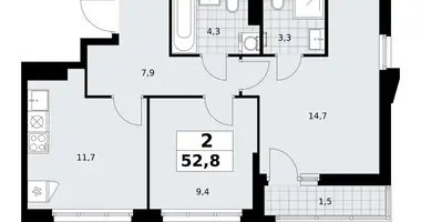 2 room apartment in Troitsk, Russia