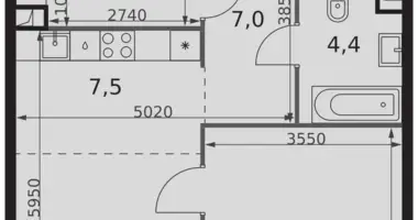 Wohnung 1 zimmer in Nordwestlicher Verwaltungsbezirk, Russland