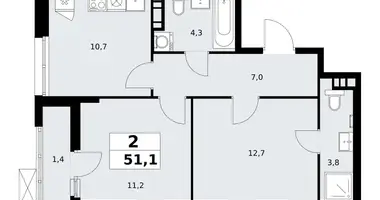 Apartamento 2 habitaciones en poselenie Sosenskoe, Rusia