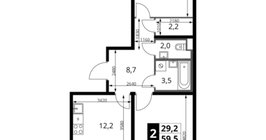 Wohnung 2 zimmer in Südwestlicher Verwaltungsbezirk, Russland